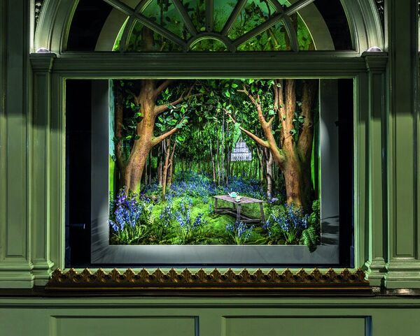 A bluebell wood in a Fortnum & Mason window