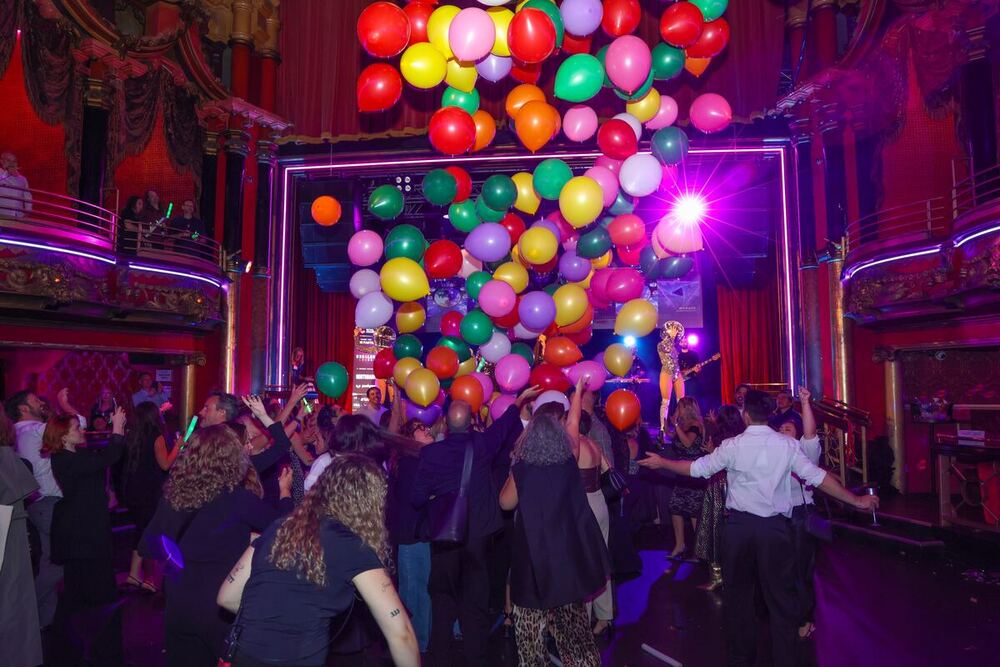 The balloon drop over the dancefloor